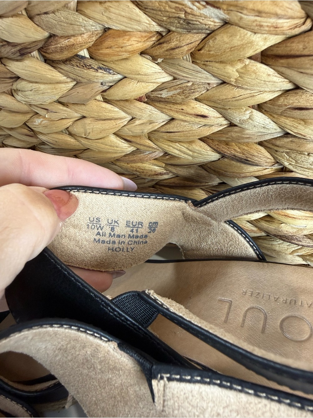 Naturalizer Black Platform Block Heel Sandals with Espadrille Trim - wide width - Picture 6 of 6
